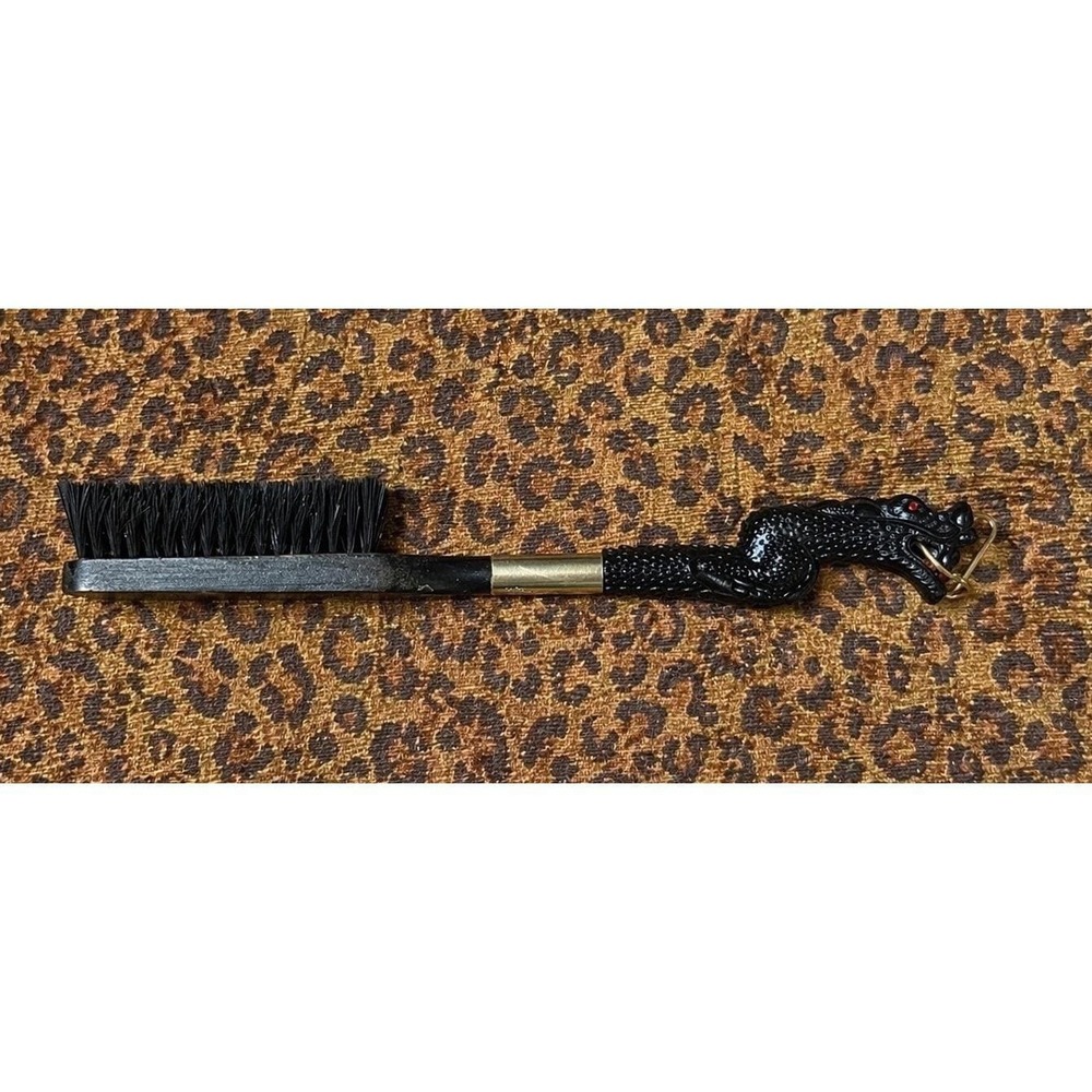 Japan Dragon Shoe Brush Figural Handle Black Red Eye Boot Brush MCM VTG